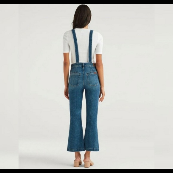 7 For All Mankind Cropped Overalls Large - Picture 3 of 15